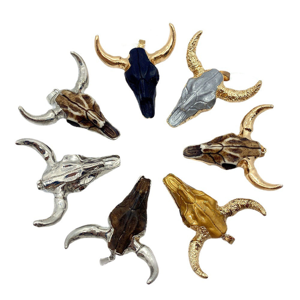 Wholesale 45×46mm Acrylic White Gold Bull Head Shape Melon Seed Buckle Pendant